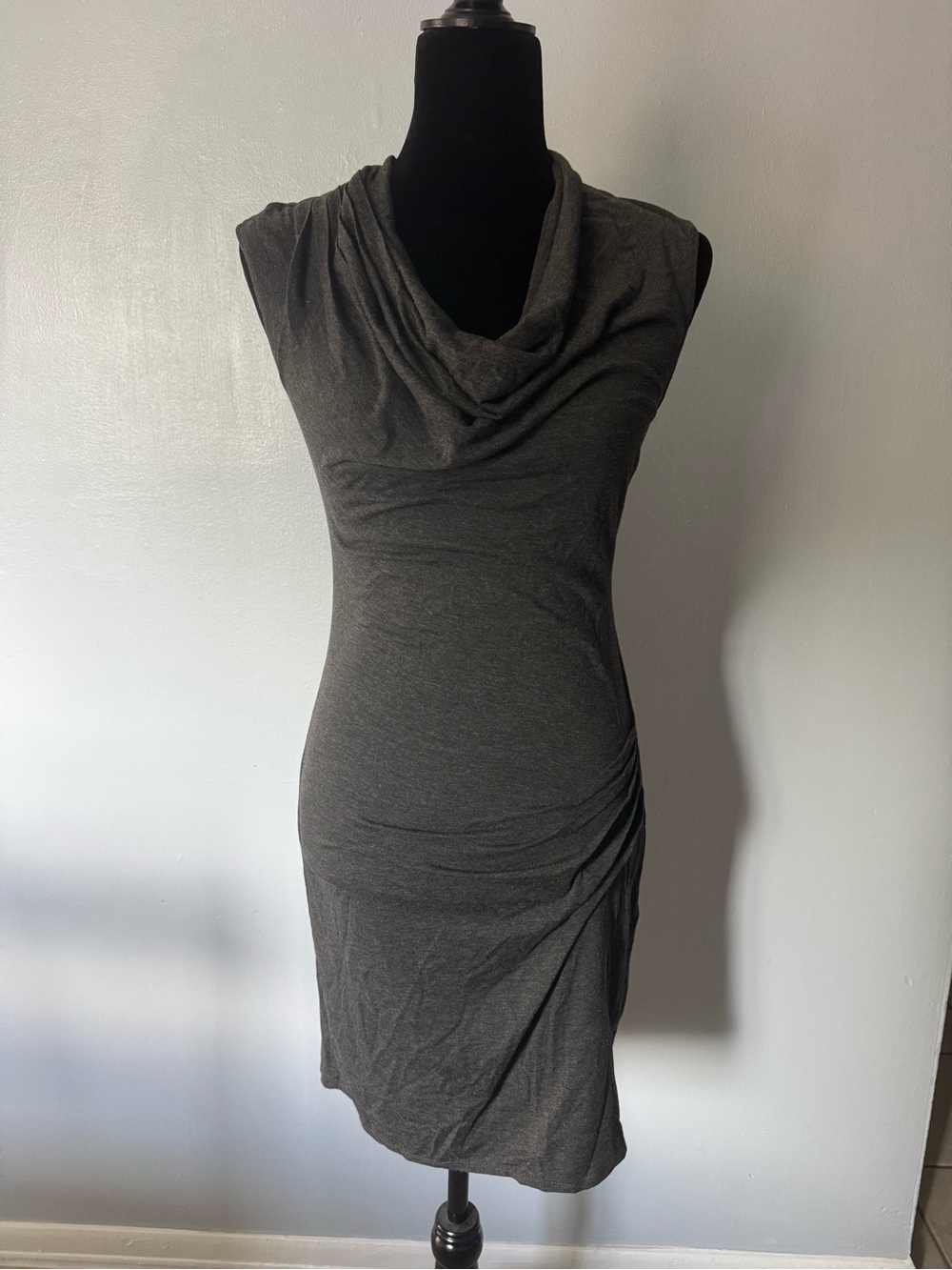 Max Studio Sleeveless Cowl Neck Midi Dress - Charcoal Gray
